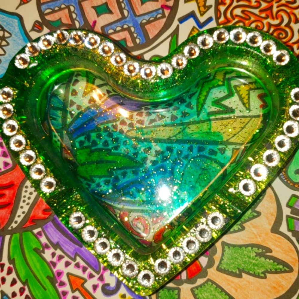 Tye dye Rhinestone Ashtray